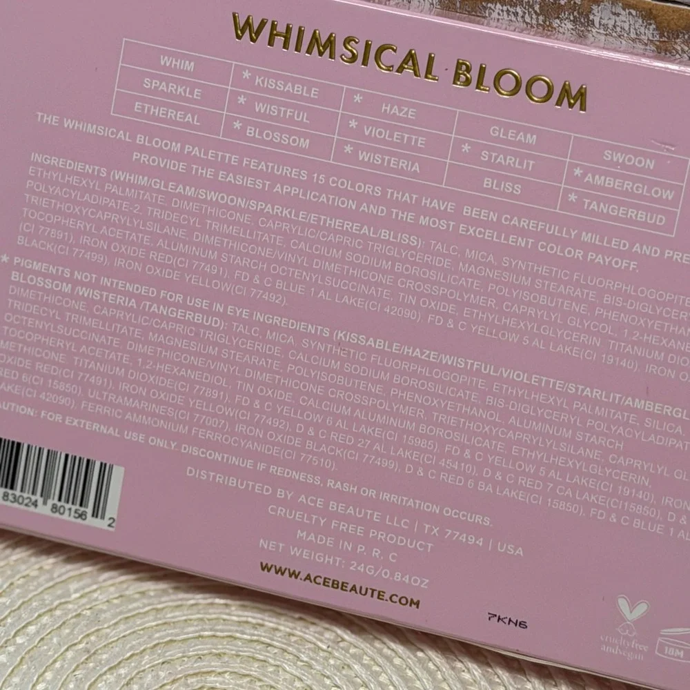 Ace Beaute Whimsical Bloom Eyeshadow Palette 15 Color Matte Shimmer New